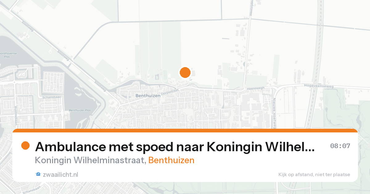 Ambulance met spoed naar Koningin Wilhelminastraat in Benthuizen — 20 aug 2026