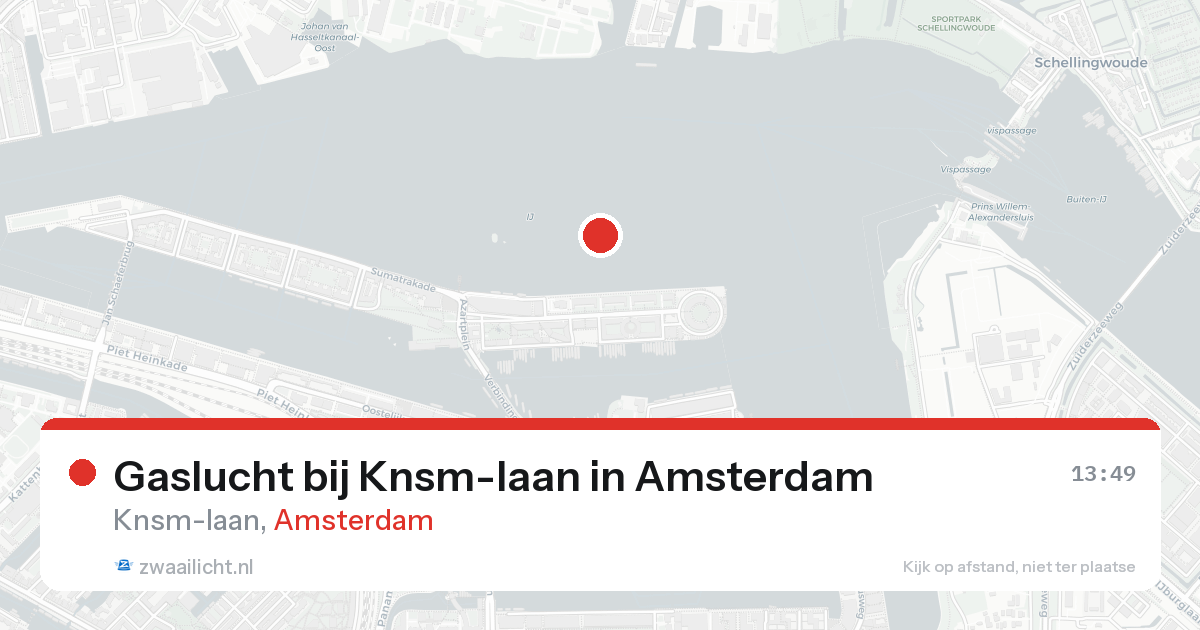 Gaslucht bij Knsm-laan in Amsterdam — 12 jun 2026