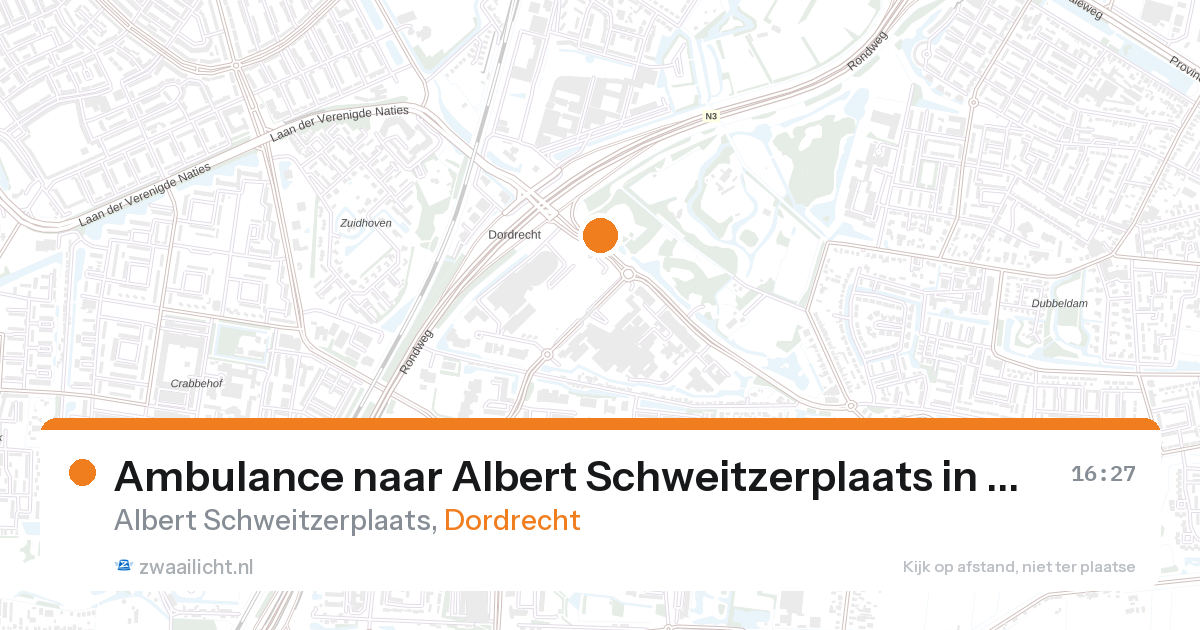 Ambulance naar Albert Schweitzerplaats in Dordrecht — 27 aug 2026