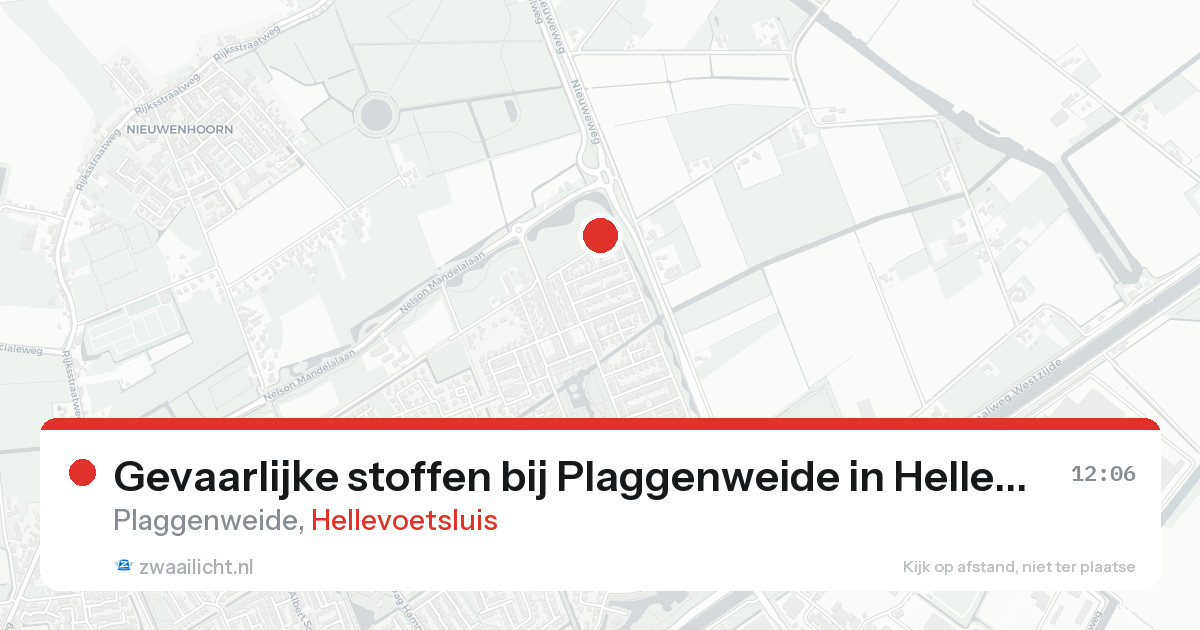 Gevaarlijke stoffen bij Plaggenweide in Hellevoetsluis — 25 aug 2026