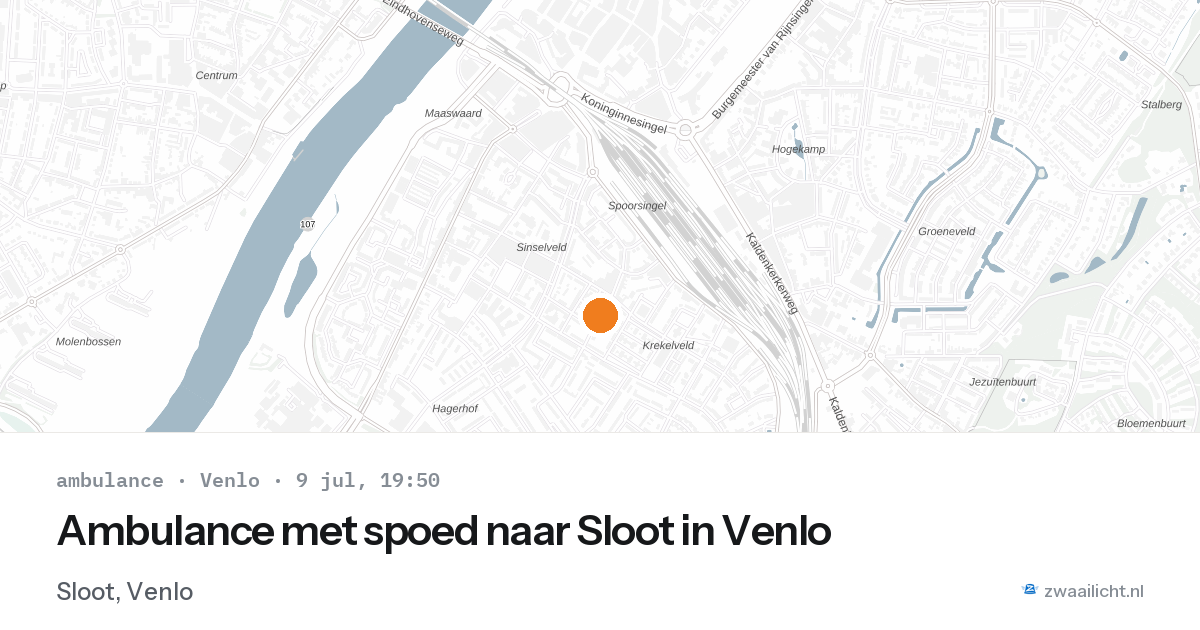 Ambulance met spoed naar Sloot in Venlo — 9 jul 2026