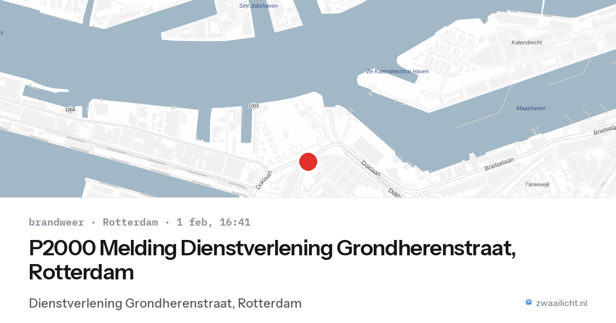 P2000 Melding Dienstverlening Grondherenstraat, Rotterdam — 1 feb 2026