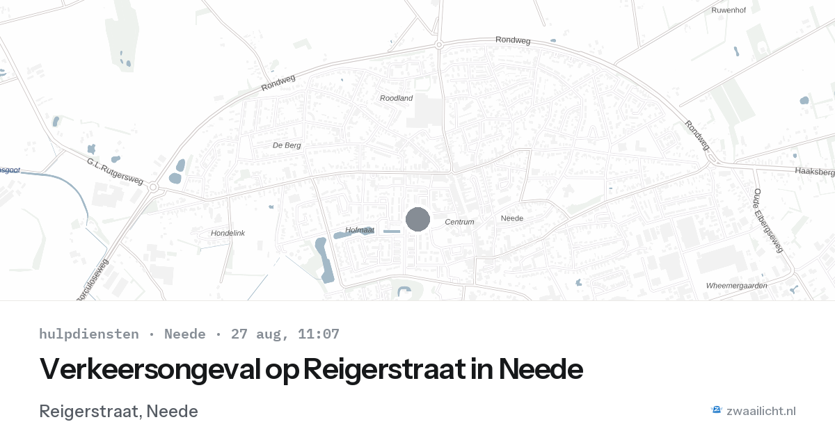 Verkeersongeval op Reigerstraat in Neede — 27 aug 2026
