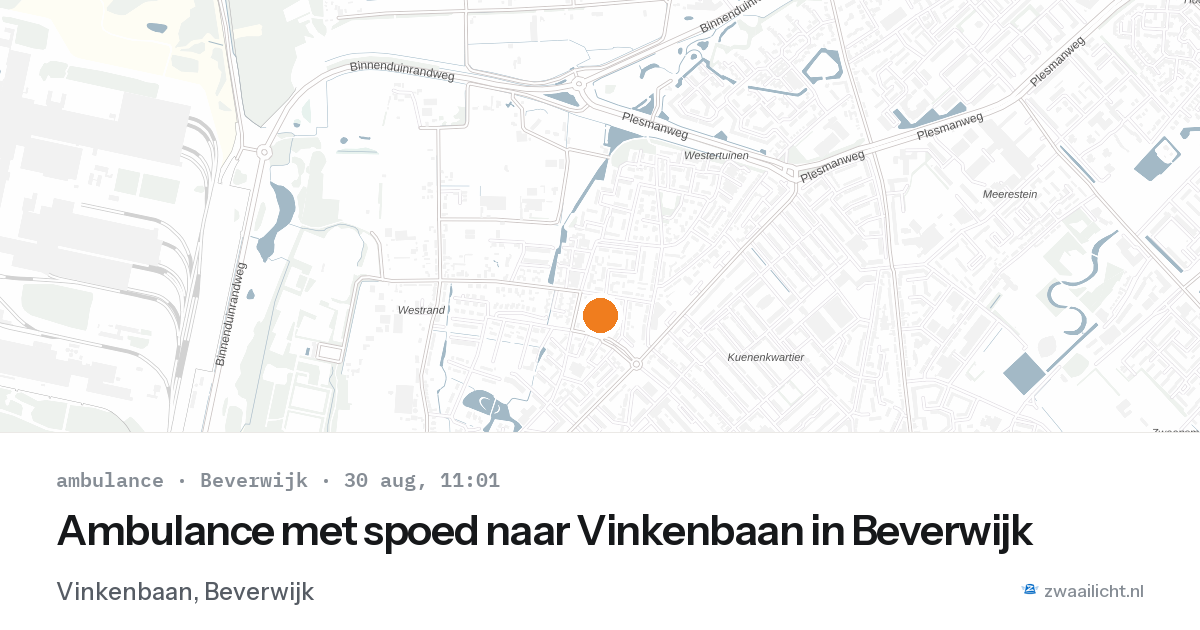 Ambulance met spoed naar Vinkenbaan in Beverwijk — 30 aug 2026