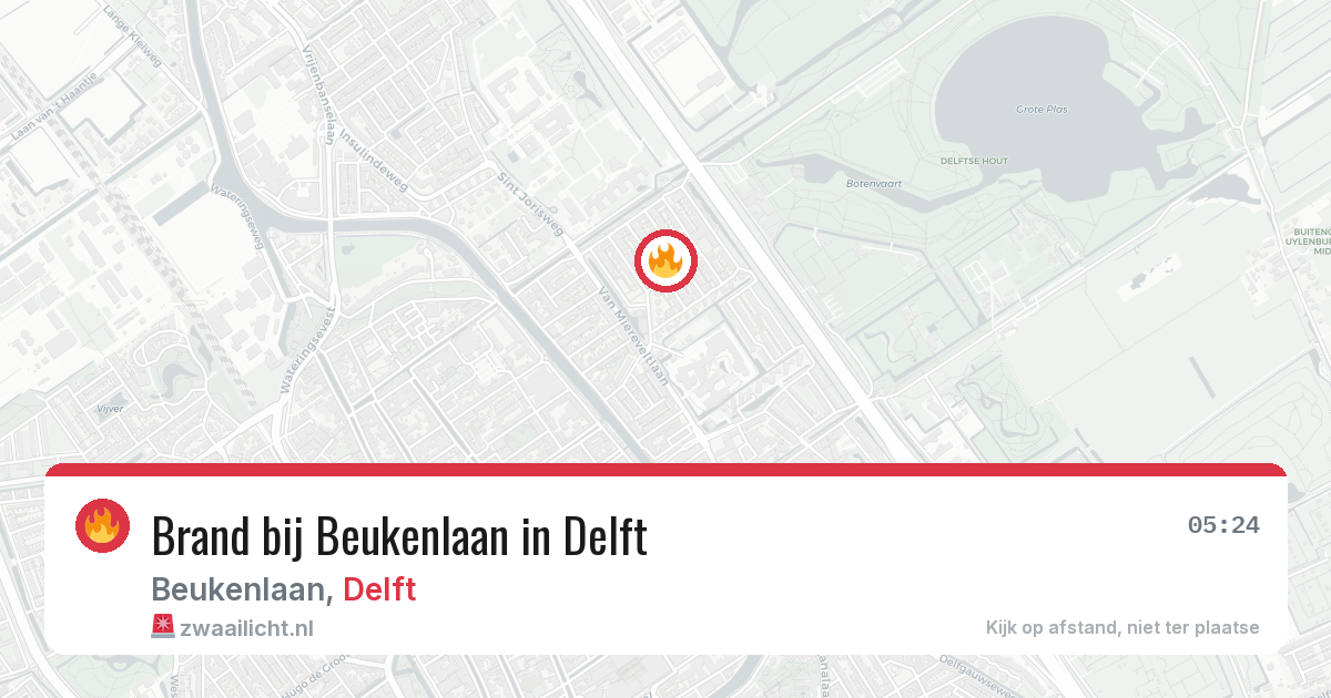 Brand bij Beukenlaan in Delft — 9 apr 2026