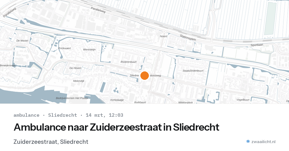 Ambulance naar Zuiderzeestraat in Sliedrecht — 14 mrt 2026