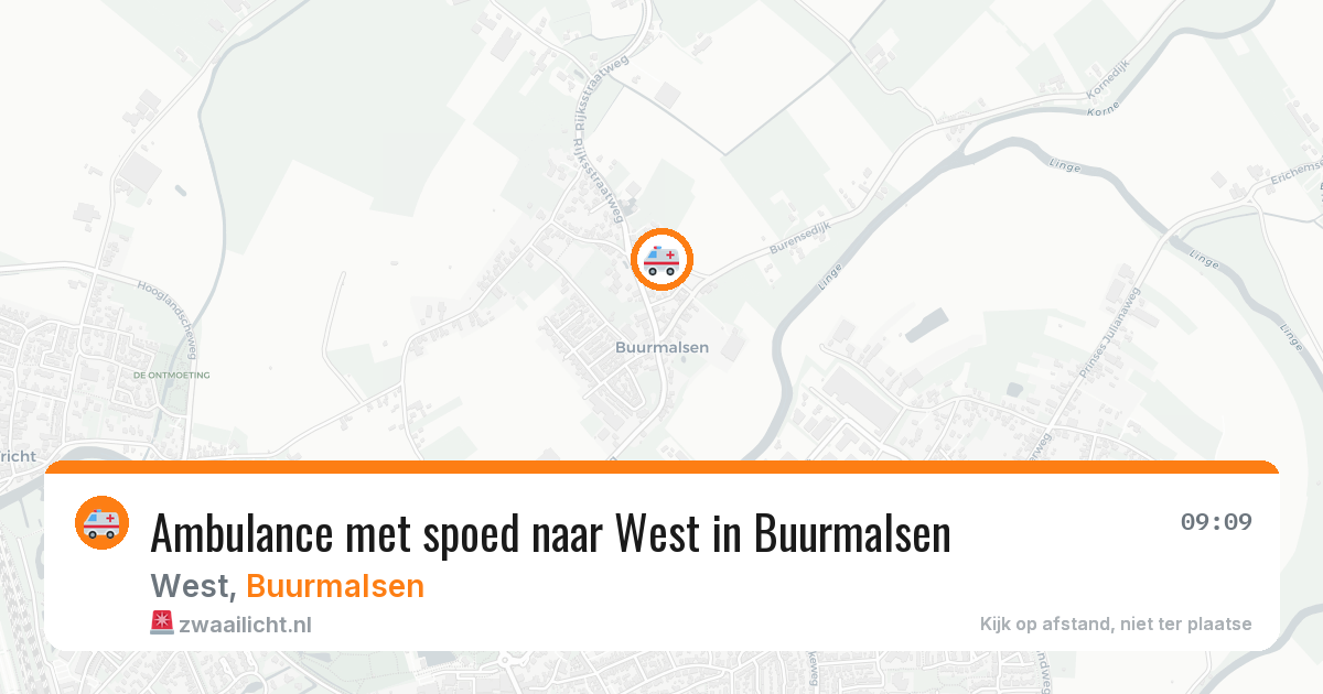 Ambulance met spoed naar West in Buurmalsen — 9 aug 2026