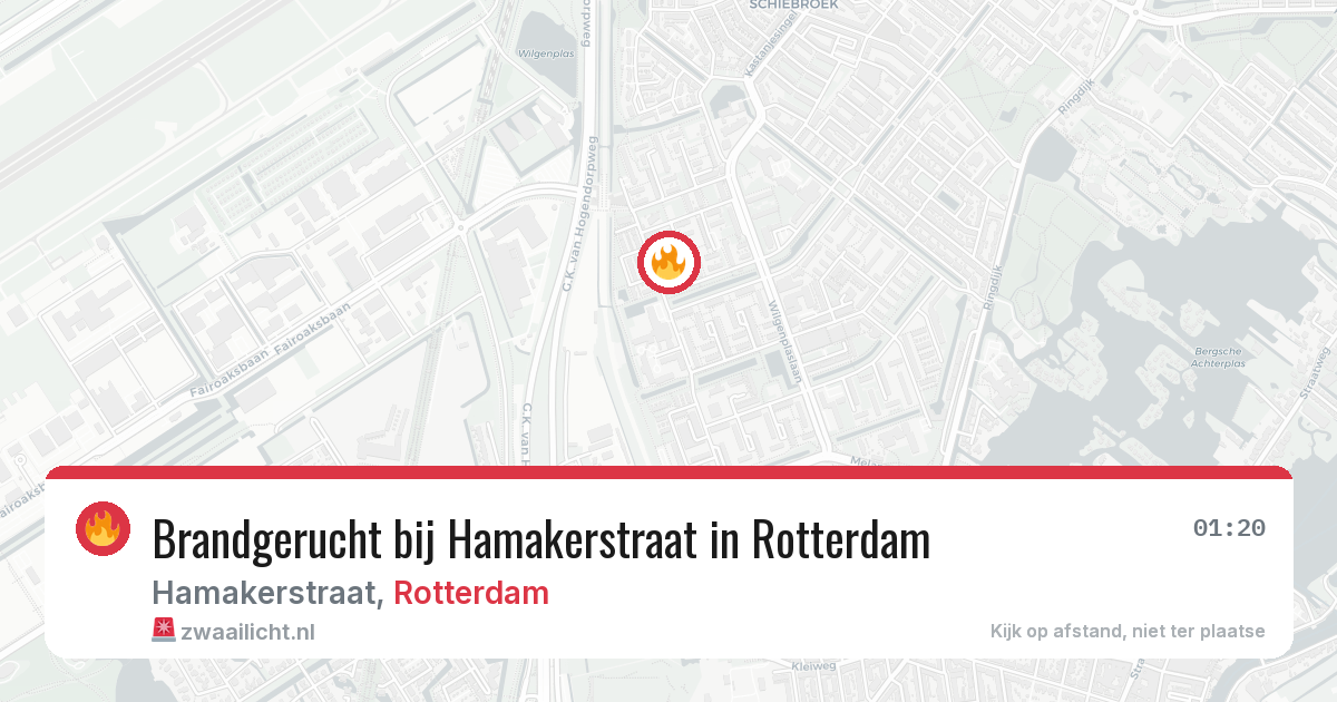 Brandgerucht bij Hamakerstraat in Rotterdam — 22 apr 2026