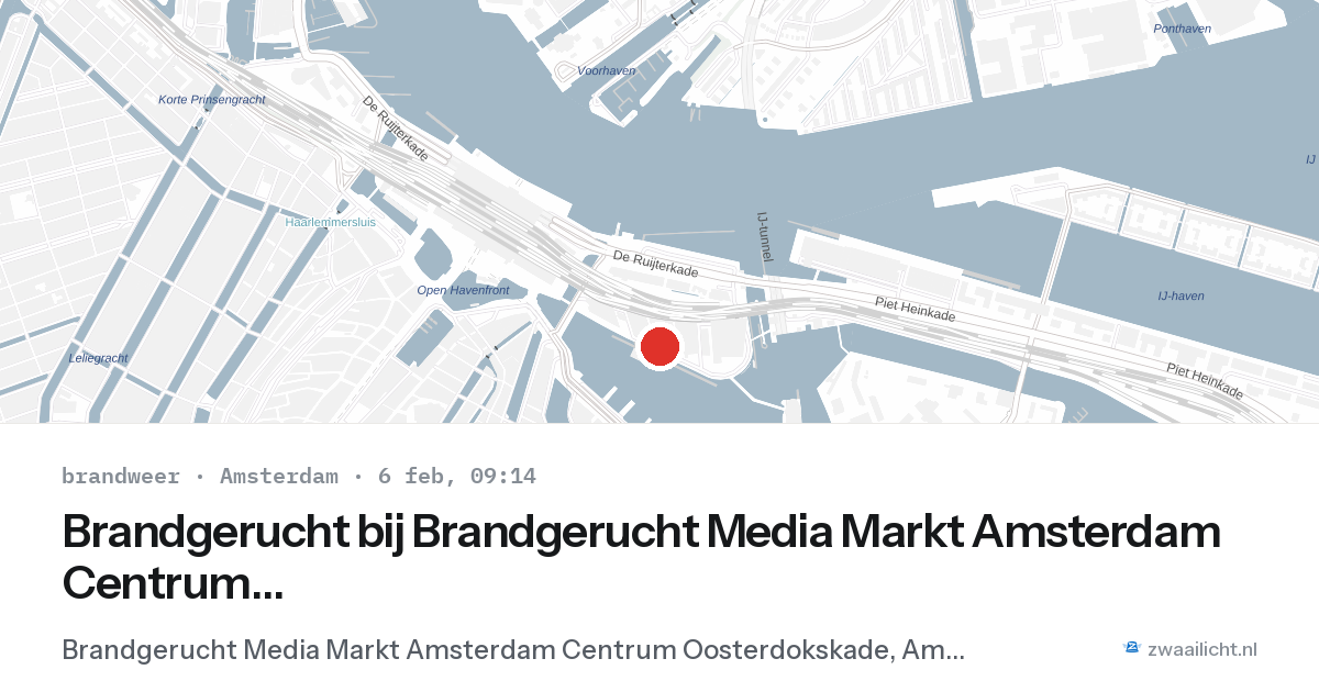 Brandgerucht bij Brandgerucht Media Markt Amsterdam Centrum Oosterdokskade in Amsterdam — 6 feb 2026