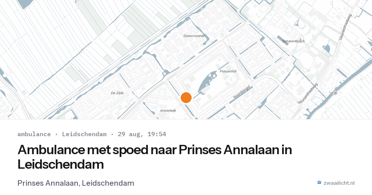 Ambulance met spoed naar Prinses Annalaan in Leidschendam — 29 aug 2026