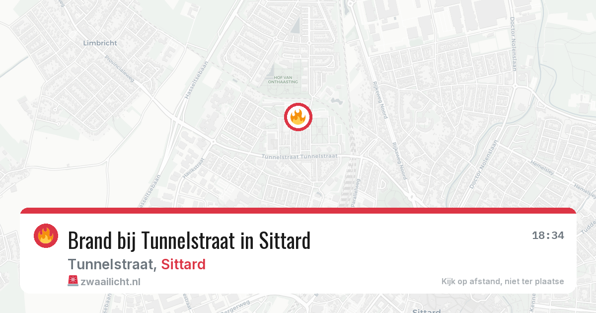 Brand bij Tunnelstraat in Sittard — 29 mei 2026