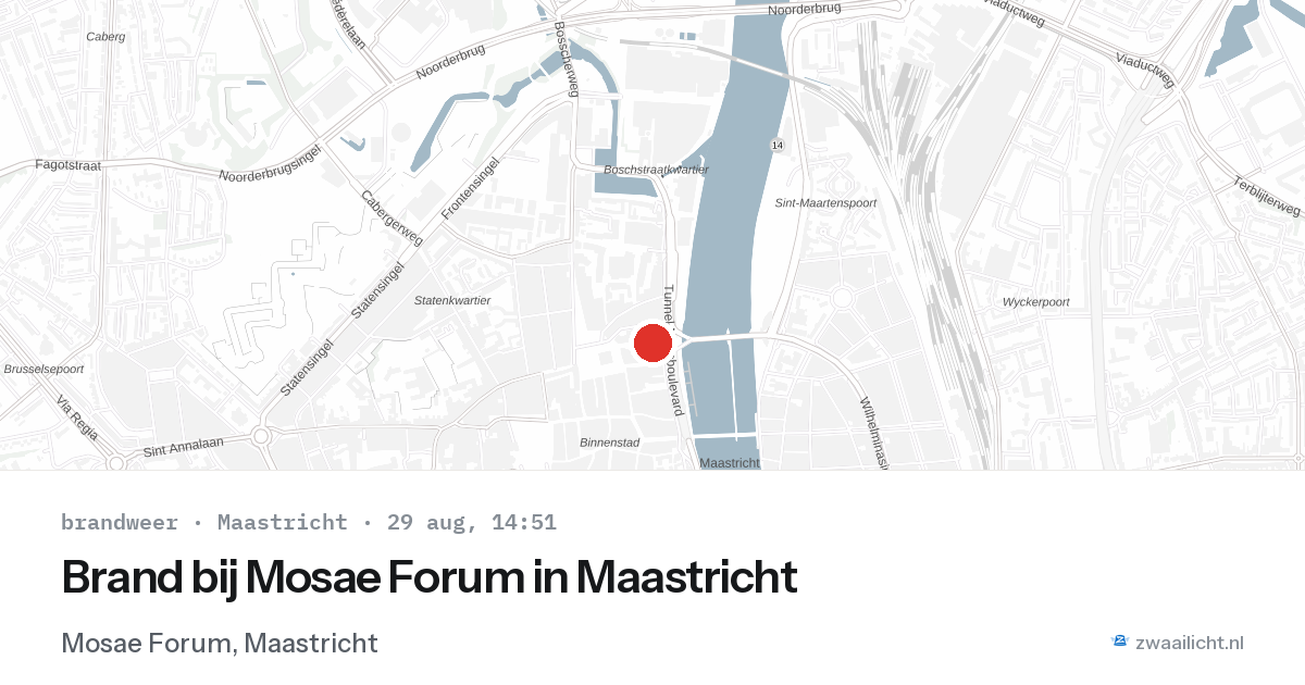 Brand bij Mosae Forum in Maastricht — 29 aug 2026