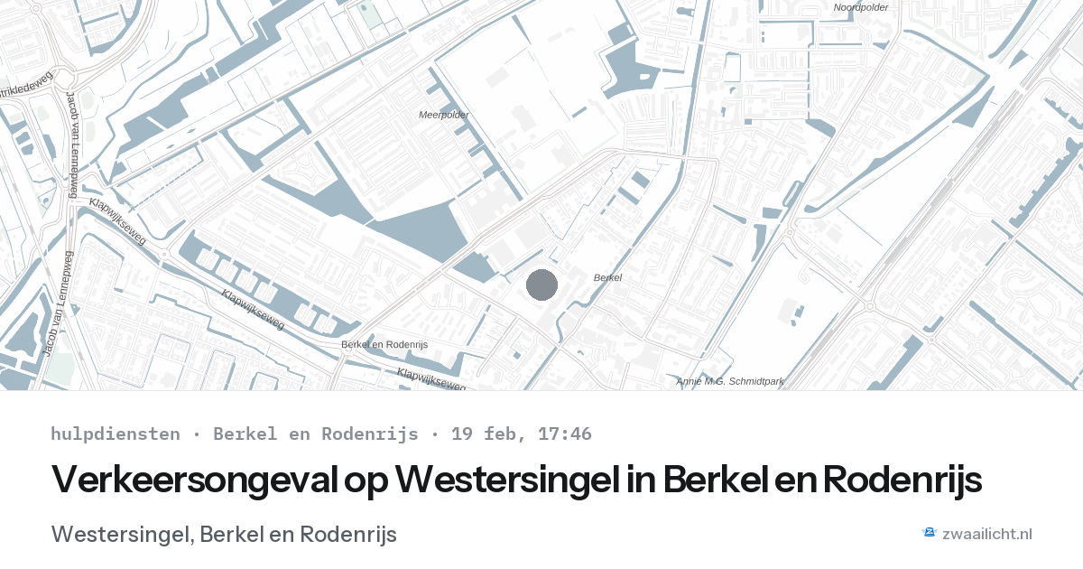 Verkeersongeval op Westersingel in Berkel en Rodenrijs — 19 feb 2026