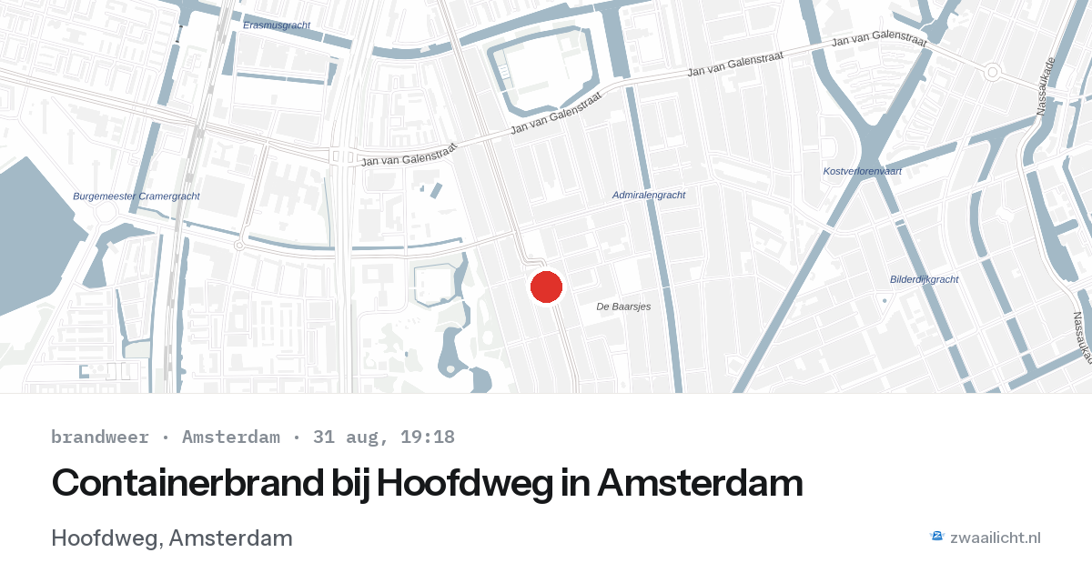 Containerbrand bij Hoofdweg in Amsterdam — 31 aug 2026