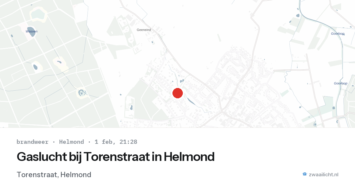 Gaslucht bij Torenstraat in Helmond — 1 feb 2026