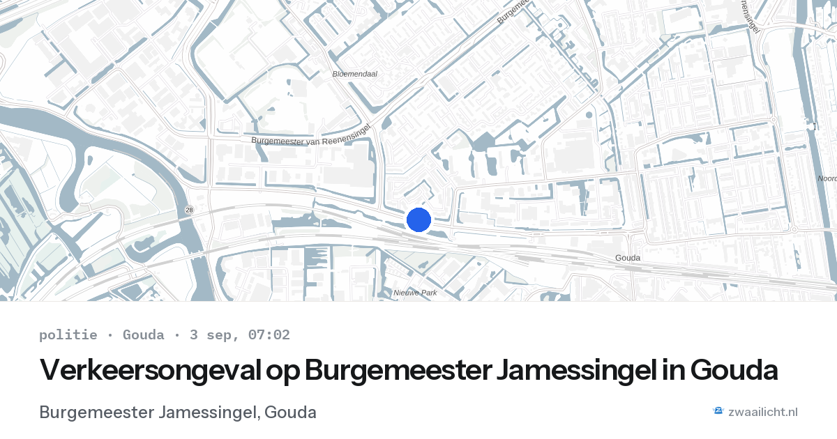 Verkeersongeval op Burgemeester Jamessingel in Gouda — 3 sep 2026