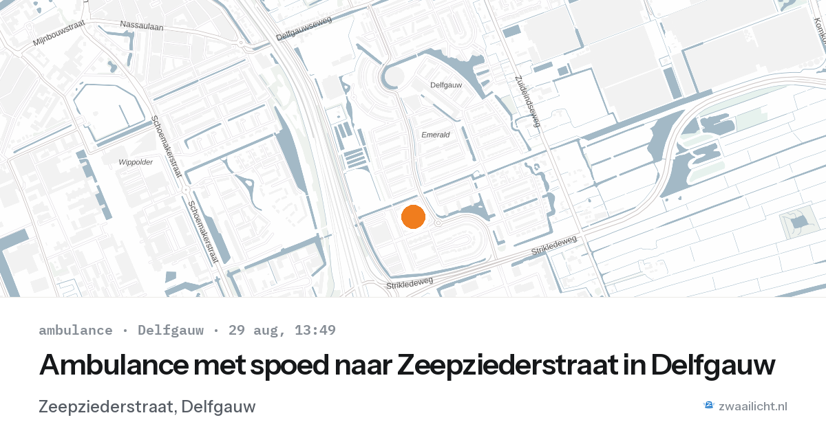 Ambulance met spoed naar Zeepziederstraat in Delfgauw — 29 aug 2026