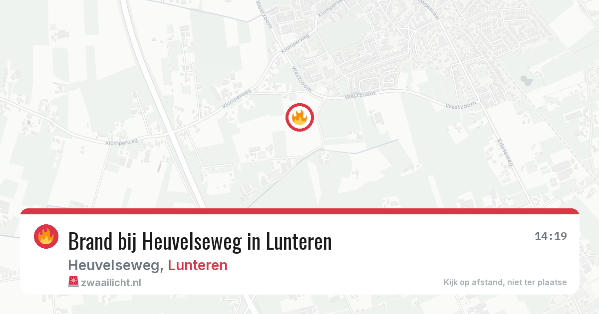 Brand bij Heuvelseweg in Lunteren — 12 aug 2026