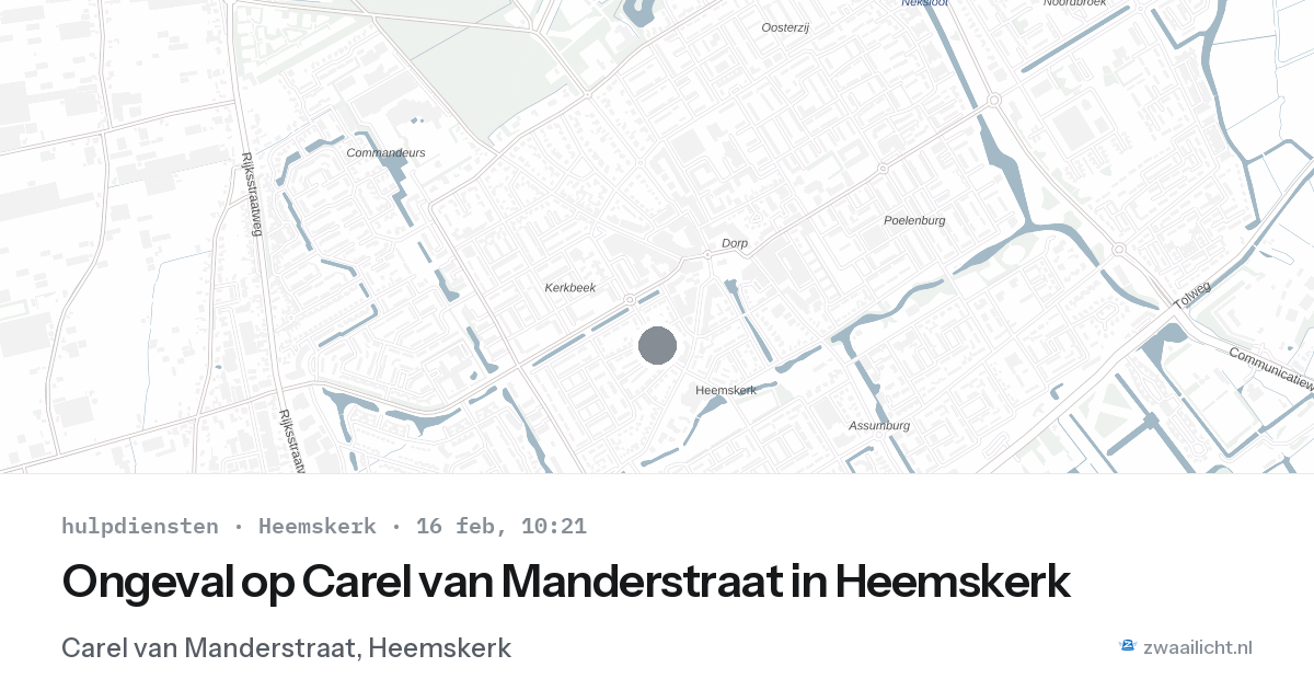 Ongeval op Carel van Manderstraat in Heemskerk — 16 feb 2026