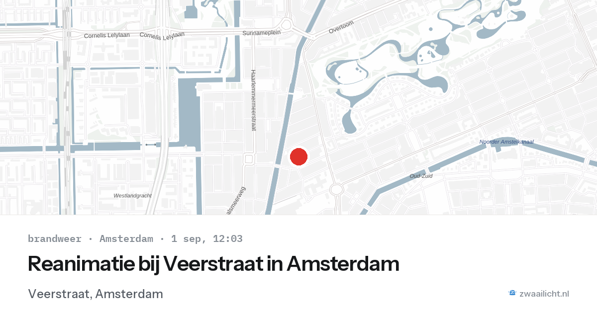 Reanimatie bij Veerstraat in Amsterdam — 1 sep 2026