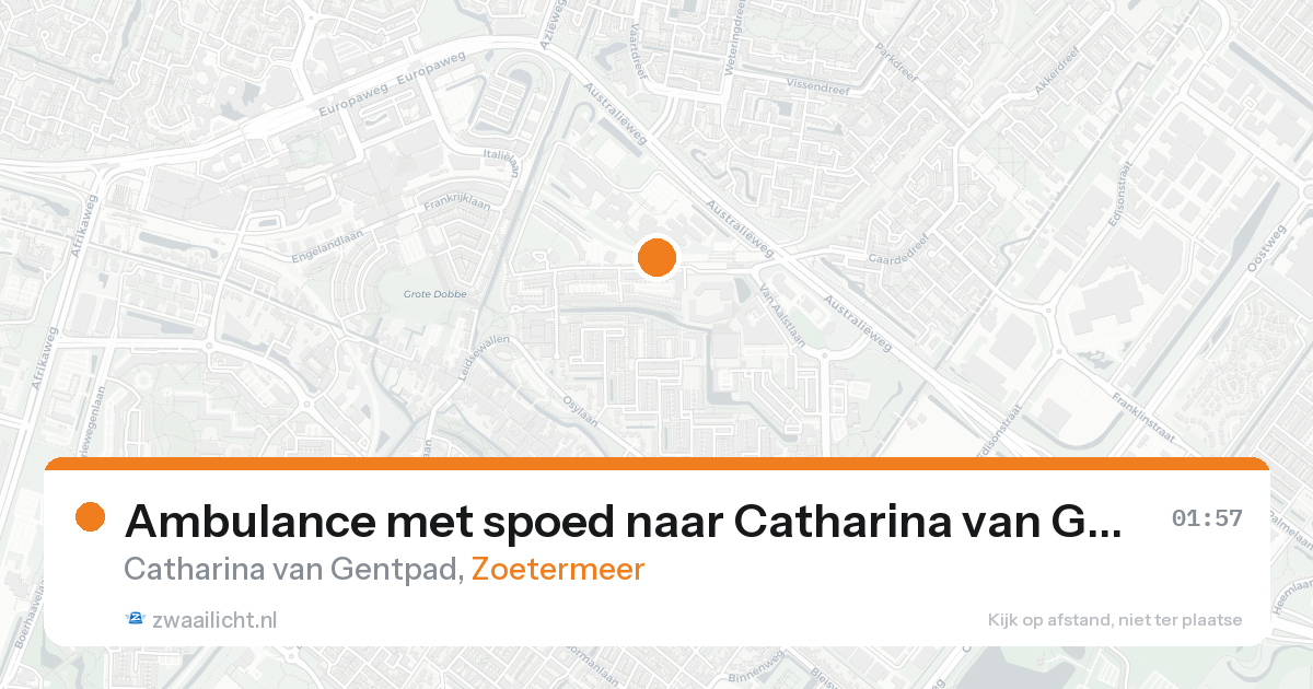 Ambulance met spoed naar Catharina van Gentpad in Zoetermeer — 23 aug 2026