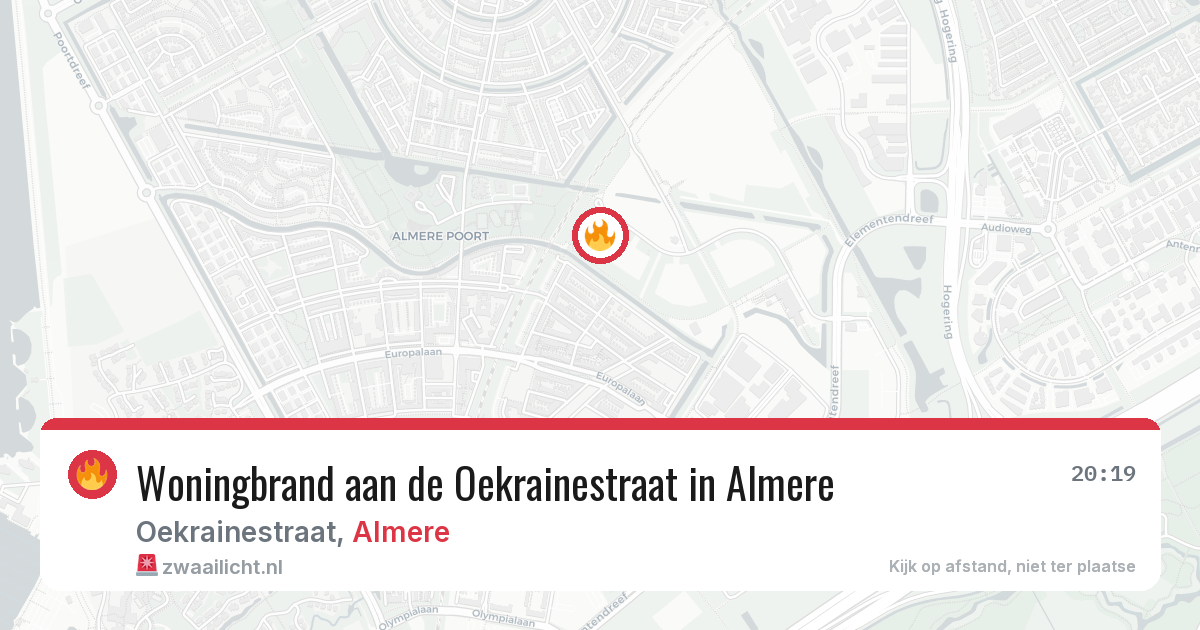 Woningbrand aan de Oekrainestraat in Almere — 20 jan 2026