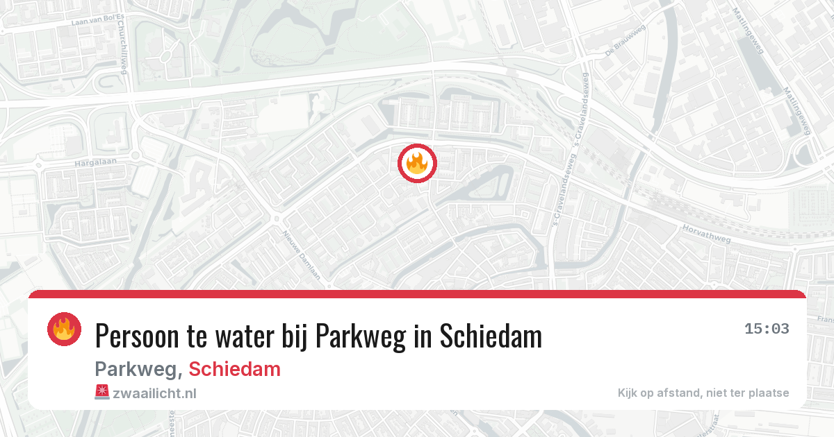 Persoon te water bij Parkweg in Schiedam — 1 aug 2026