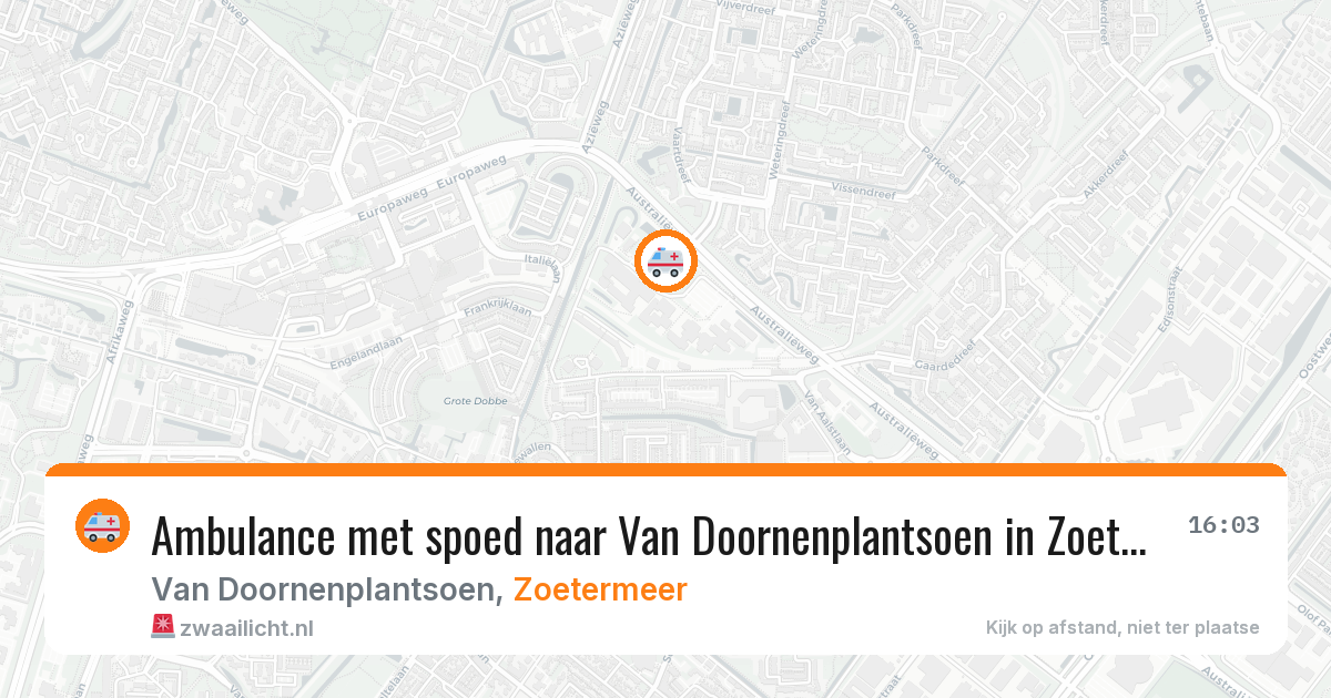 Ambulance met spoed naar Van Doornenplantsoen in Zoetermeer — 22 mrt 2026