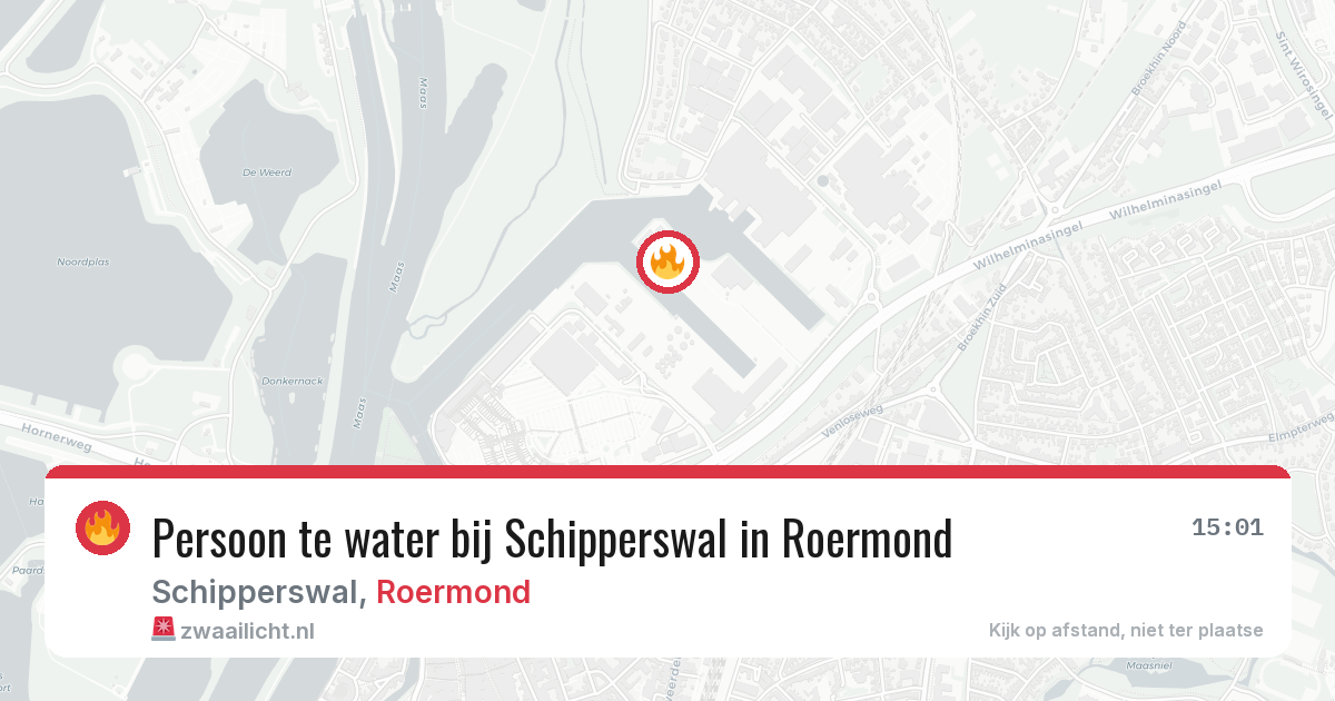 Persoon te water bij Schipperswal in Roermond — 10 mei 2026