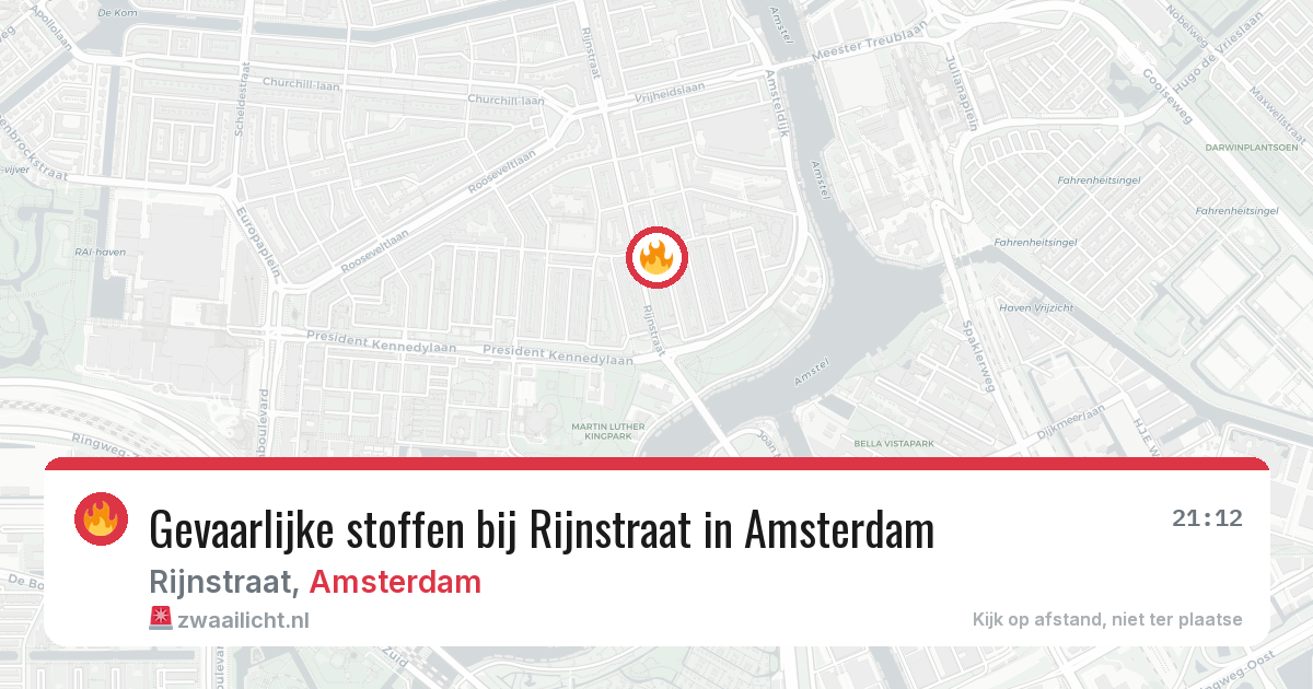 Gevaarlijke stoffen bij Rijnstraat in Amsterdam — 9 aug 2026