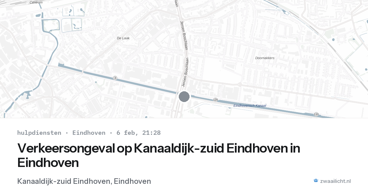 Verkeersongeval op Kanaaldijk-zuid Eindhoven in Eindhoven — 6 feb 2026