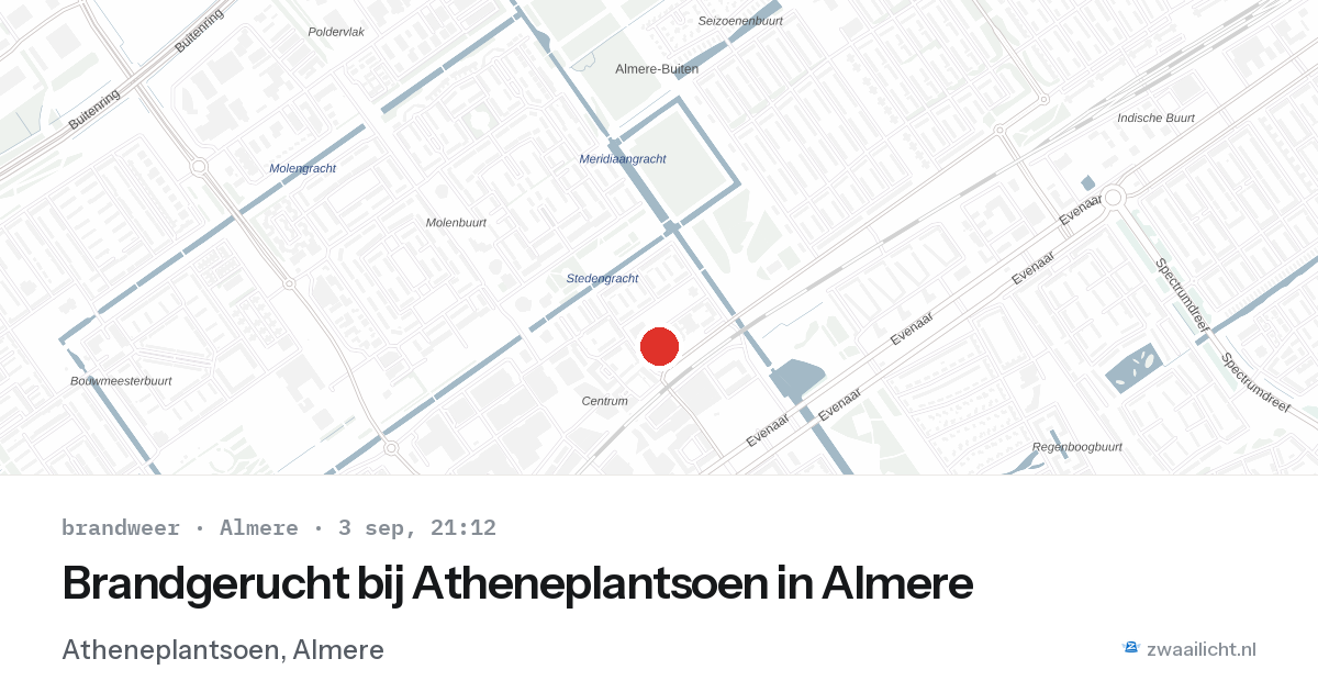 Brandgerucht bij Atheneplantsoen in Almere — 3 sep 2026
