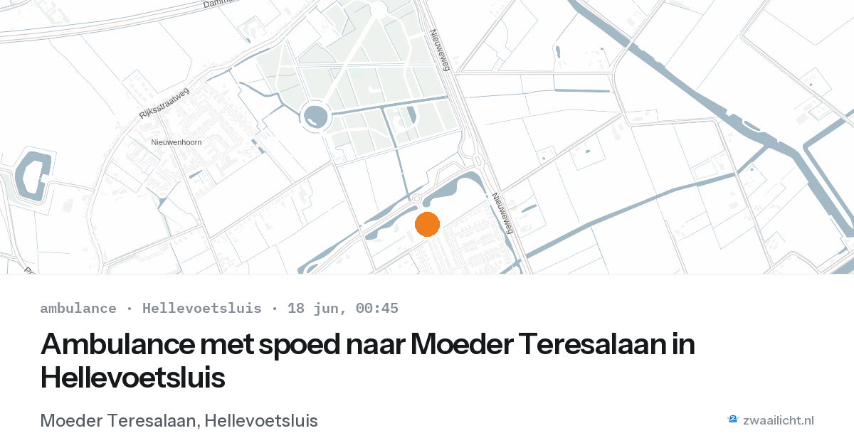 Ambulance met spoed naar Moeder Teresalaan in Hellevoetsluis — 17 jun 2026