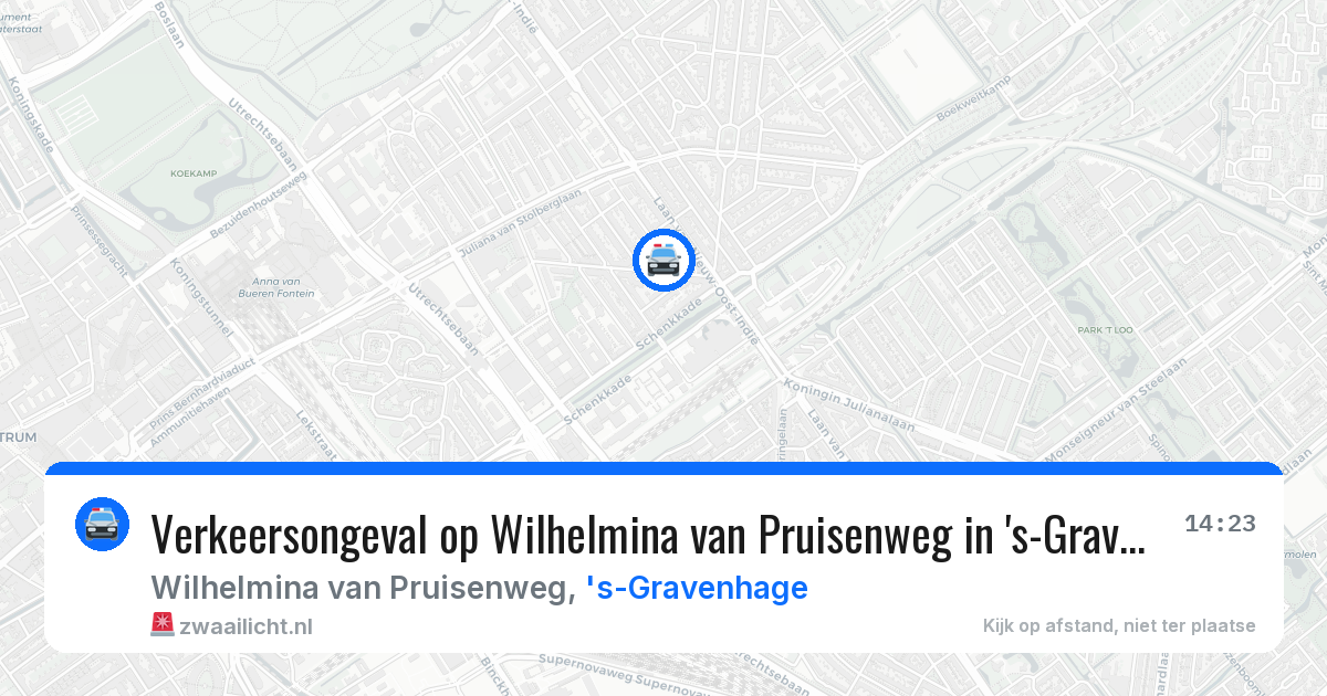 Verkeersongeval op Wilhelmina van Pruisenweg in 's-Gravenhage — 16 jul 2026
