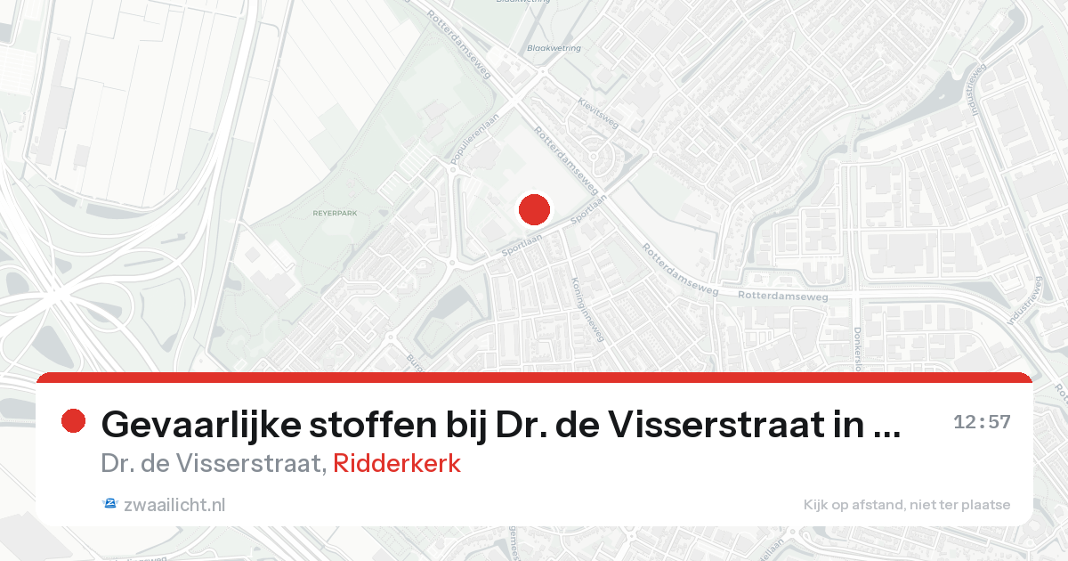 Gevaarlijke stoffen bij Dr. de Visserstraat in Ridderkerk — 22 aug 2026