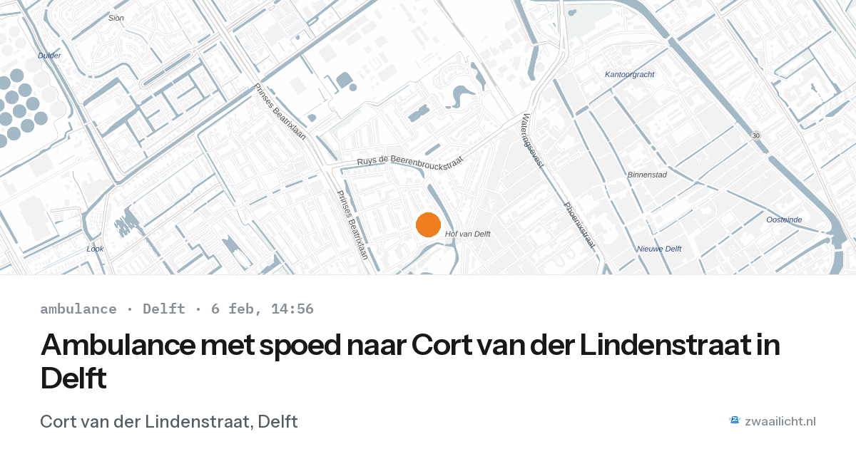 Ambulance met spoed naar Cort van der Lindenstraat in Delft — 6 feb 2026