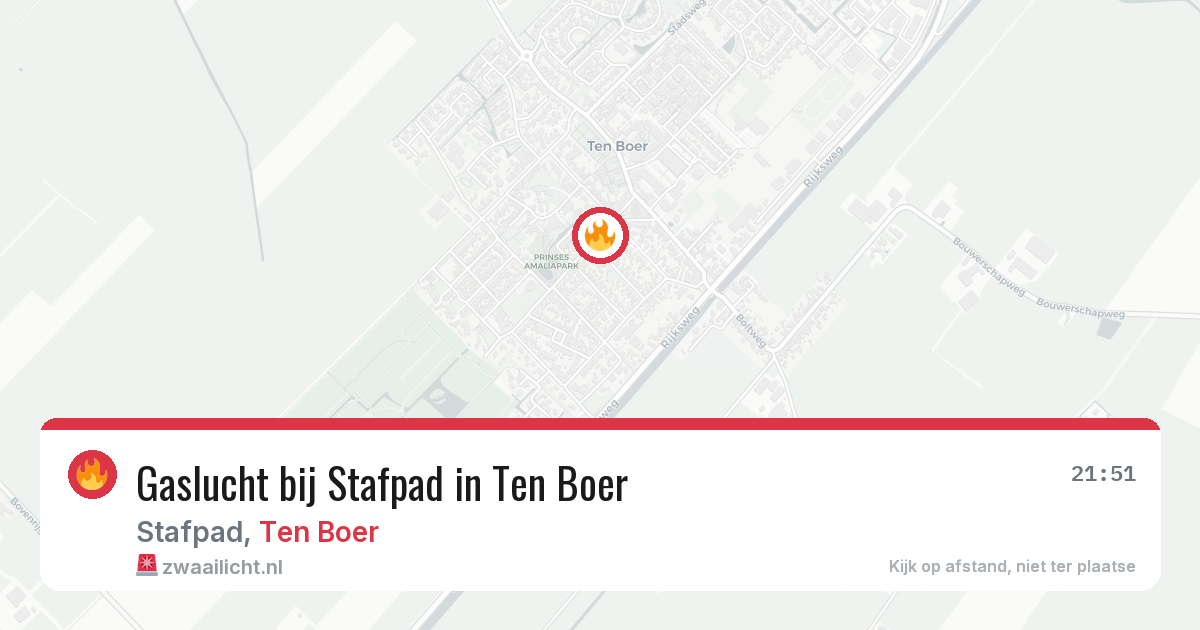 Gaslucht bij Stafpad in Ten Boer — 11 mei 2026