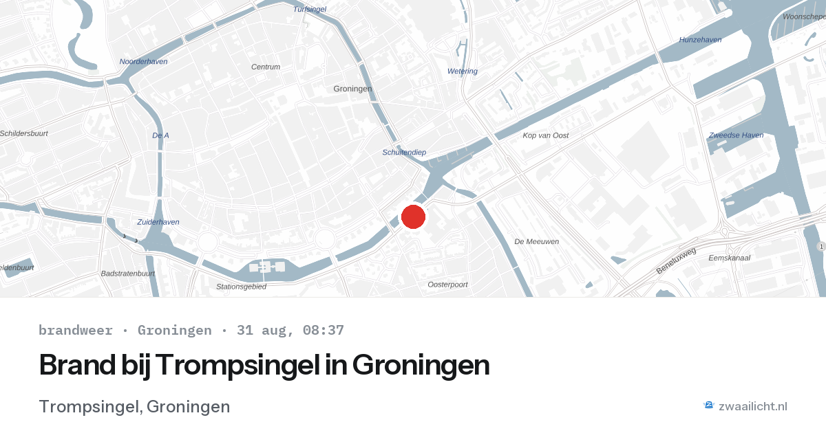 Brand bij Trompsingel in Groningen — 31 aug 2026