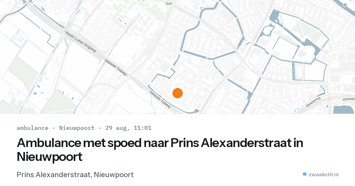 Ambulance met spoed naar Prins Alexanderstraat in Nieuwpoort — 29 aug 2026