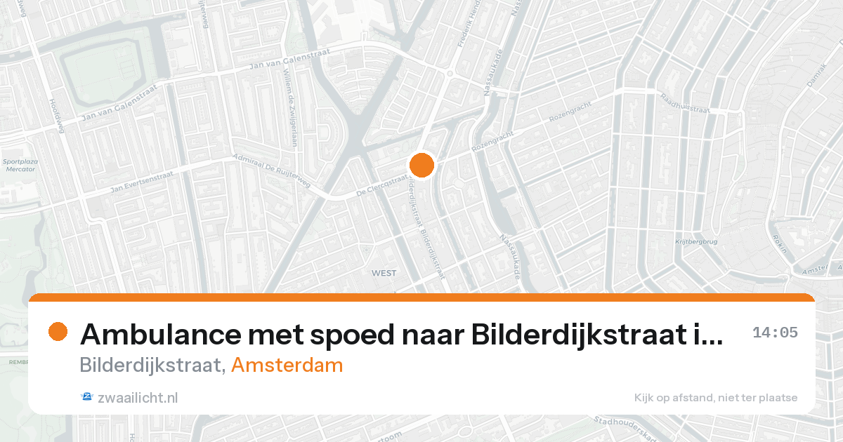 Ambulance met spoed naar Bilderdijkstraat in Amsterdam — 14 aug 2026