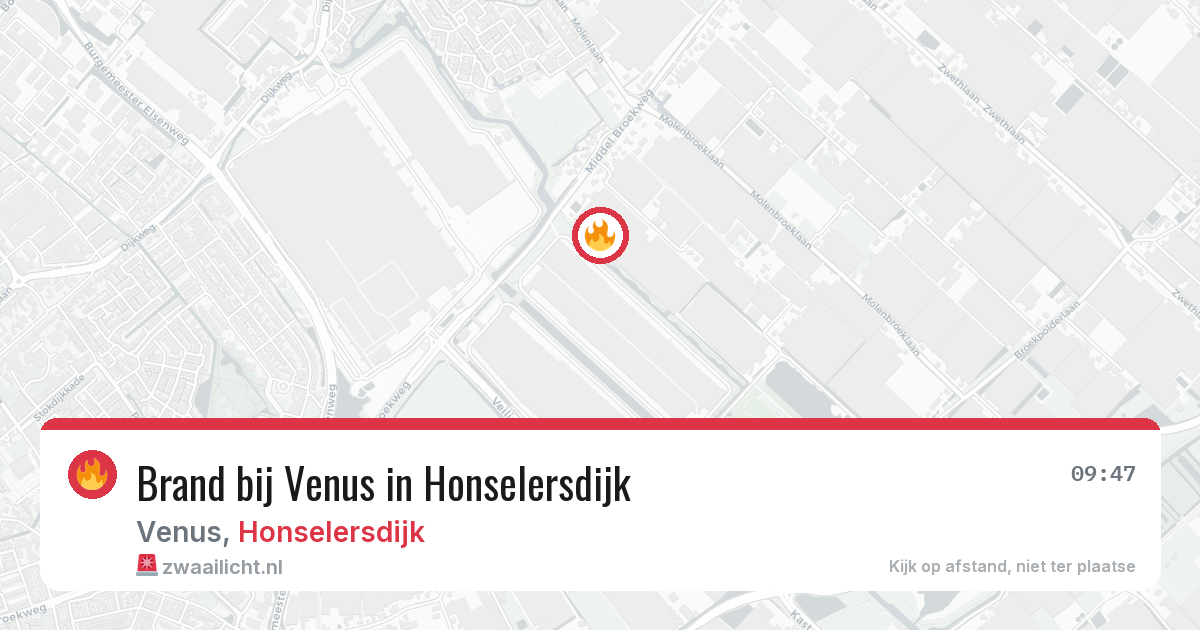 Brand bij Venus in Honselersdijk — 16 jun 2026