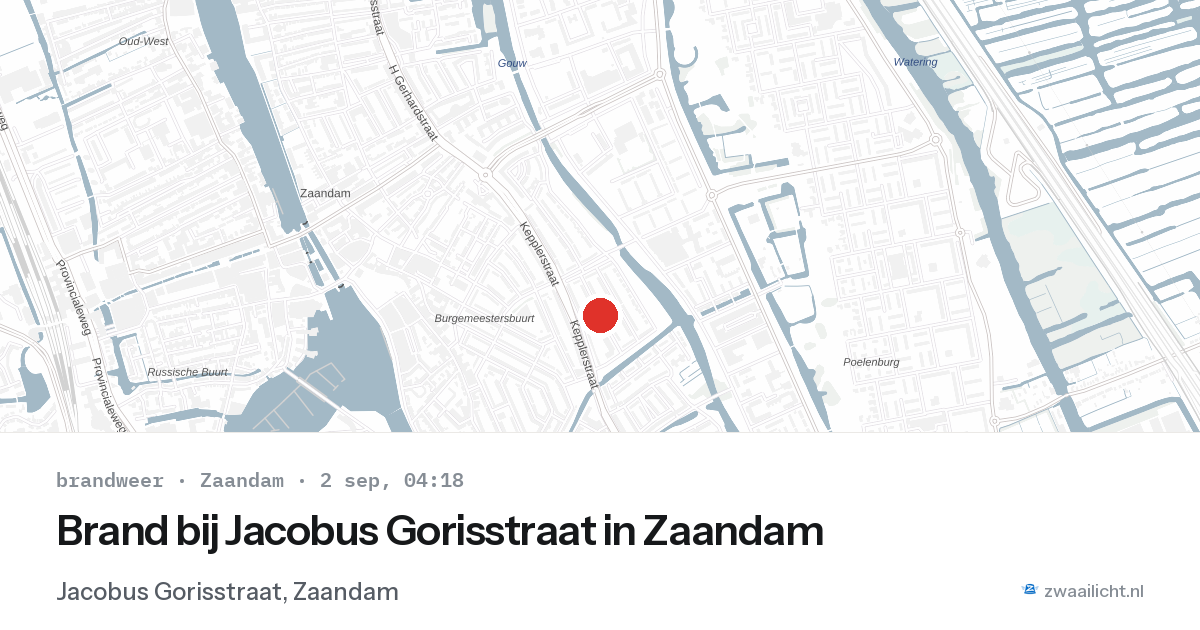 Brand bij Jacobus Gorisstraat in Zaandam — 2 sep 2026