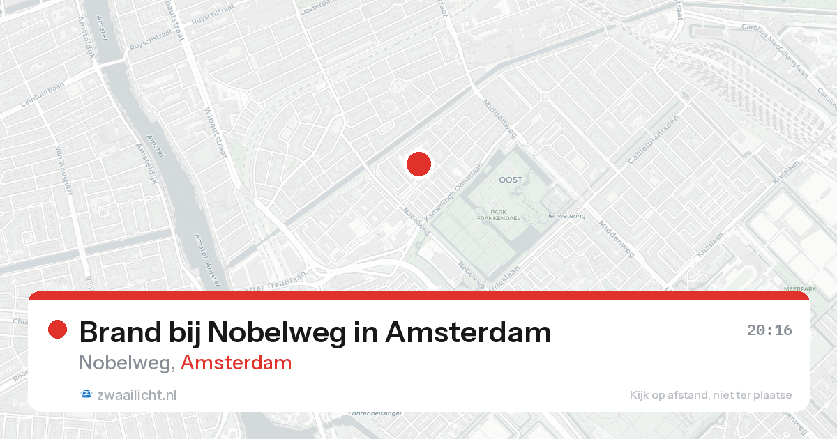 Brand bij Nobelweg in Amsterdam — 20 aug 2026