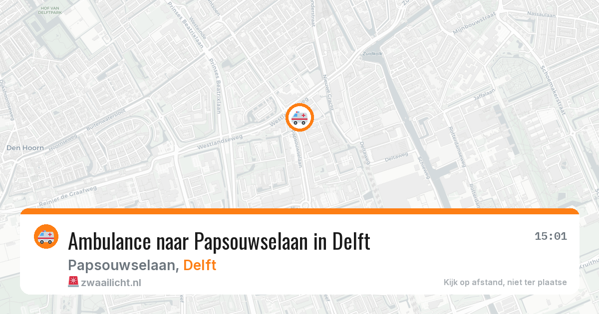 Ambulance naar Papsouwselaan in Delft — 10 aug 2026