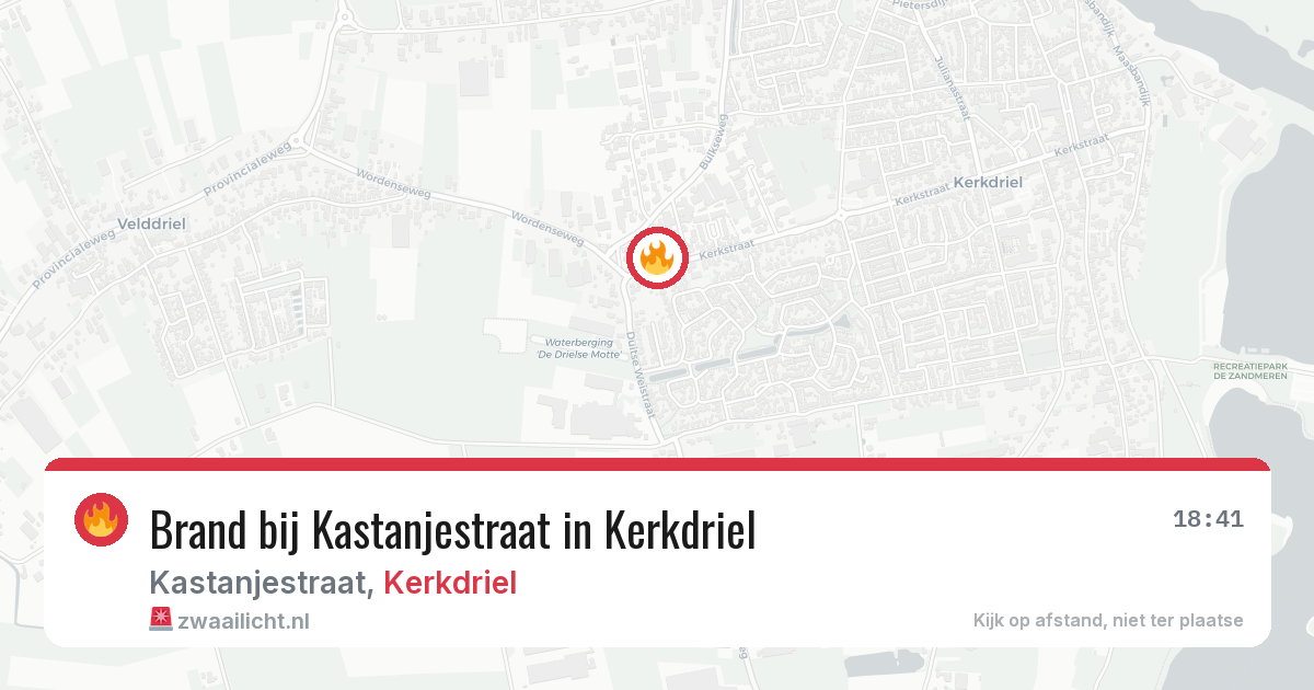 Brand bij Kastanjestraat in Kerkdriel — 18 jun 2026