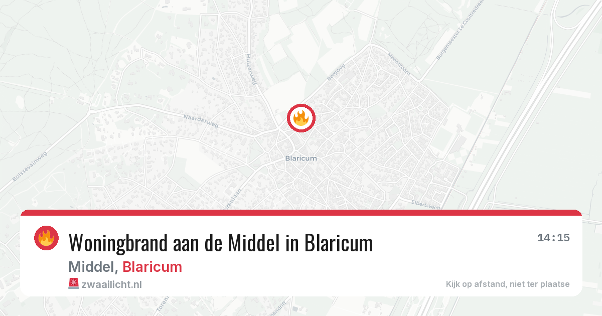 Woningbrand aan de Middel in Blaricum — 19 jun 2026