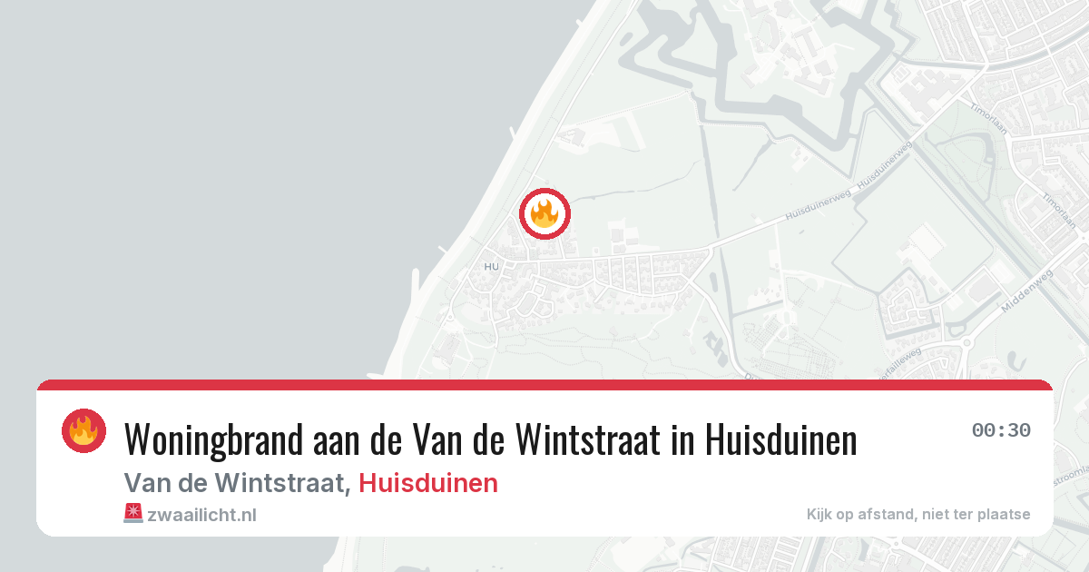 Woningbrand aan de Van de Wintstraat in Huisduinen — 10 jun 2026
