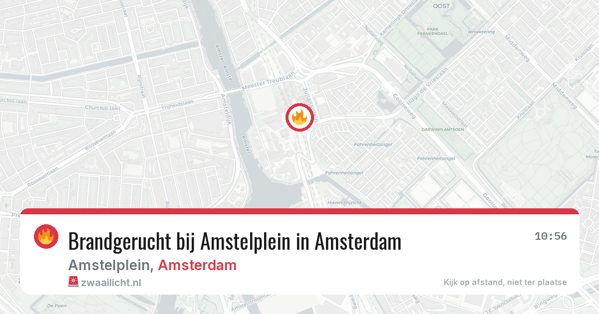 Brandgerucht bij Amstelplein in Amsterdam — 26 mrt 2026