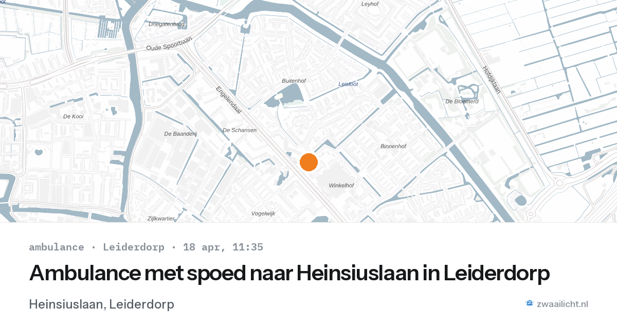 Ambulance met spoed naar Heinsiuslaan in Leiderdorp — 18 apr 2026