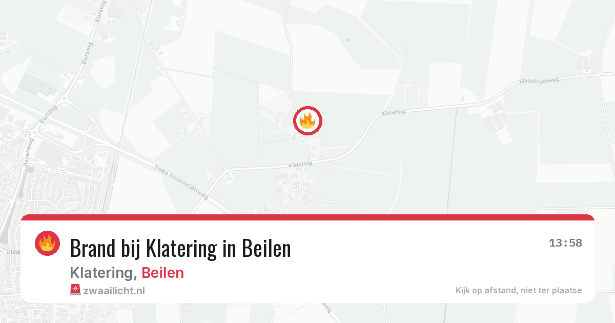 Brand bij Klatering in Beilen — 3 aug 2026